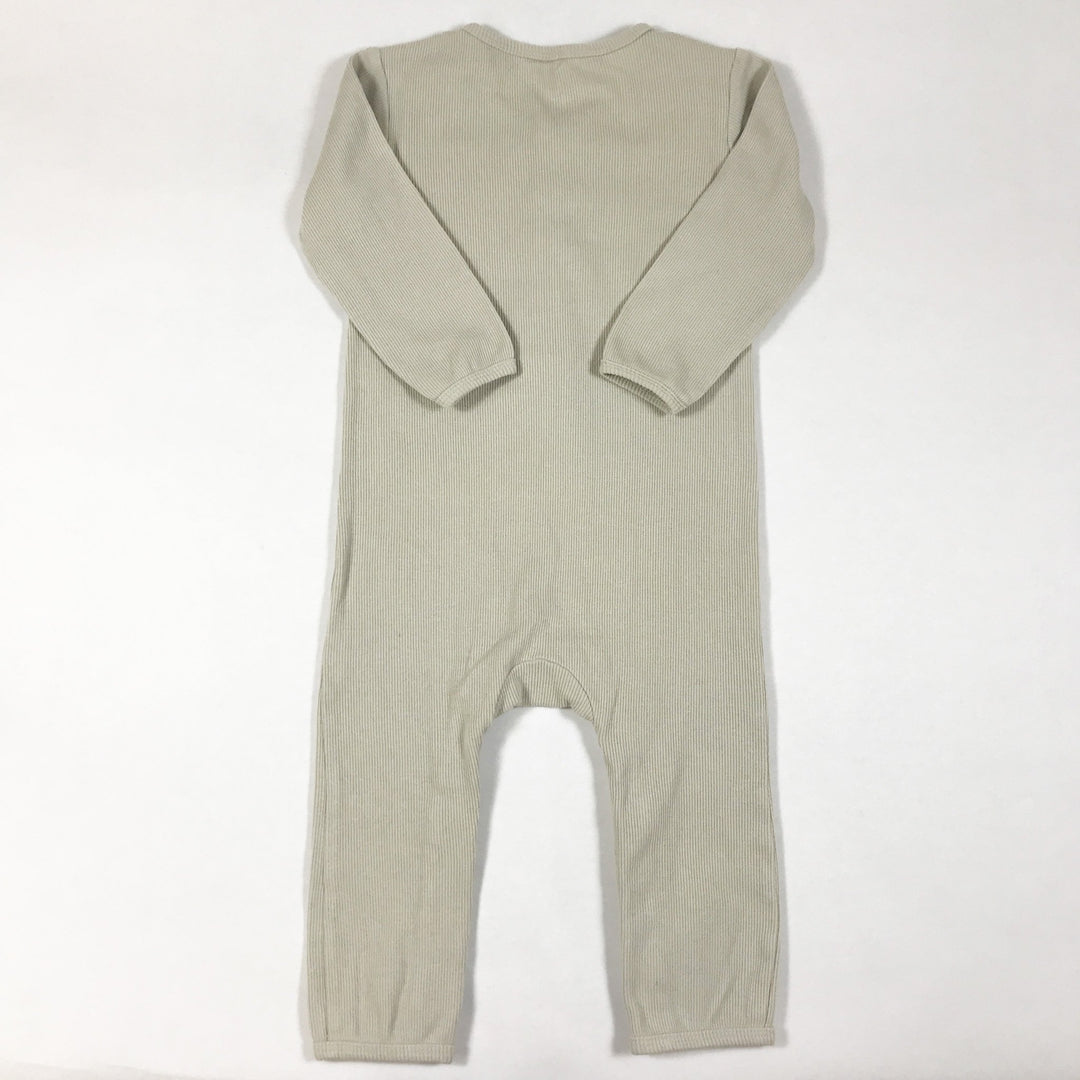 Quincy Mae beige long-sleeved ribbed jumpsuit 18-24M