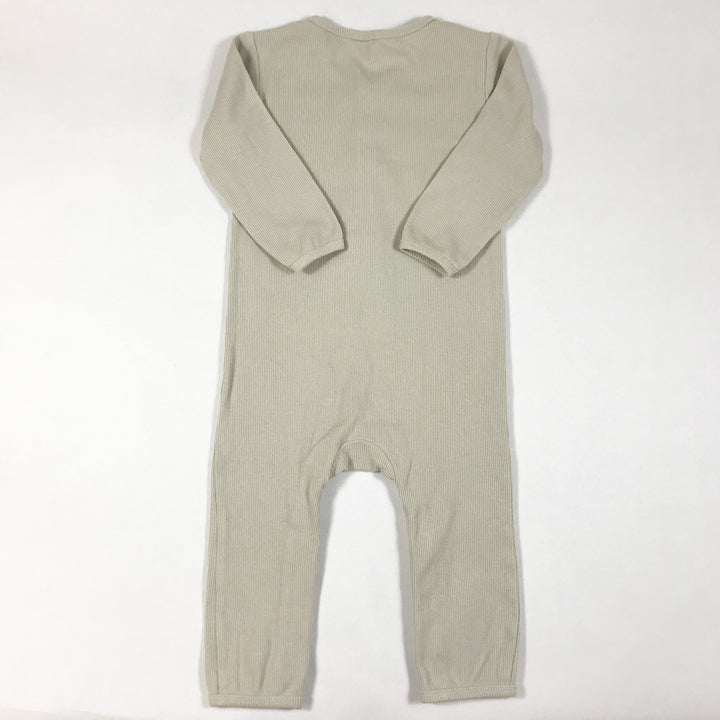 Quincy Mae beige long-sleeved ribbed jumpsuit 18-24M