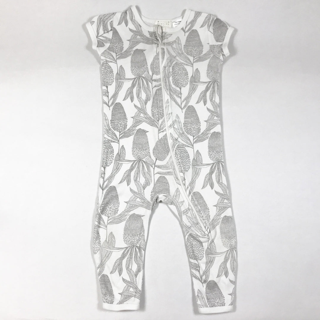 Wilson + Frenchy organic short-sleeved leaf print zip jumpsuit 12-18M