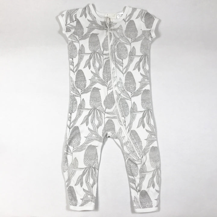 Wilson + Frenchy organic short-sleeved leaf print zip jumpsuit 12-18M