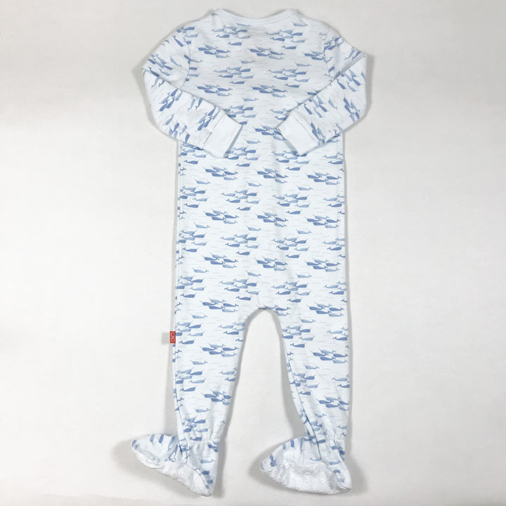 Magnetic Me white whale print long-sleeved pyjamas 9-12M