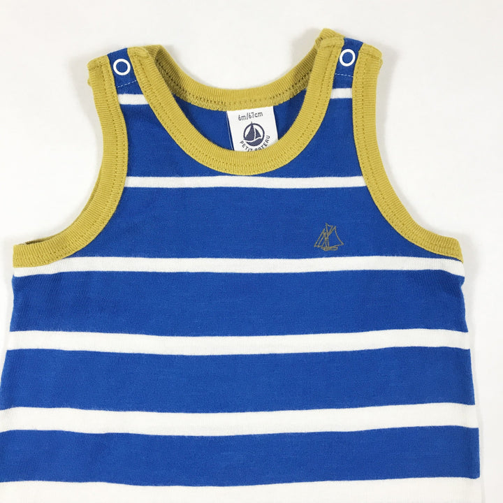 Petit Bateau sleeveless blue and white striped romper 6M/67