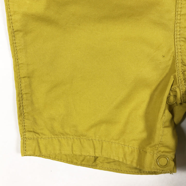 Petit Bateau mustard short dungarees with front pocket 6M/67