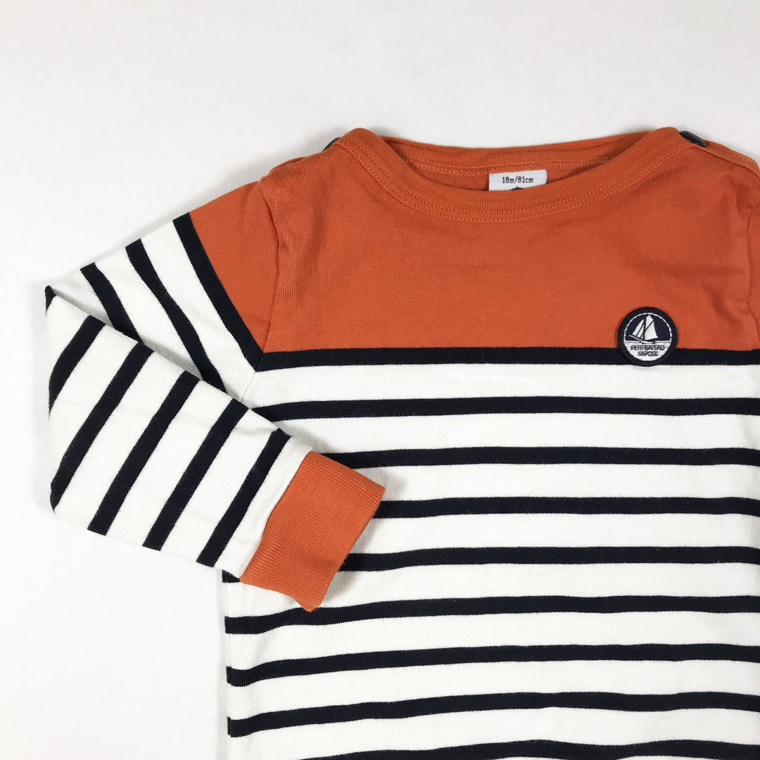 Petit Bateau orange and blue long-sleeved sweatshirt 18M/81