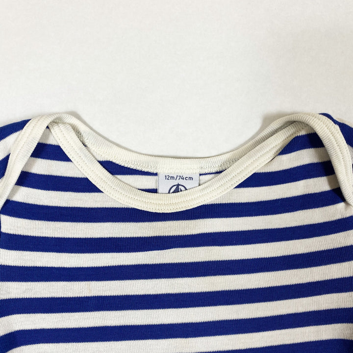 Petit Bateau blue striped long-sleeved onesie 12M/74