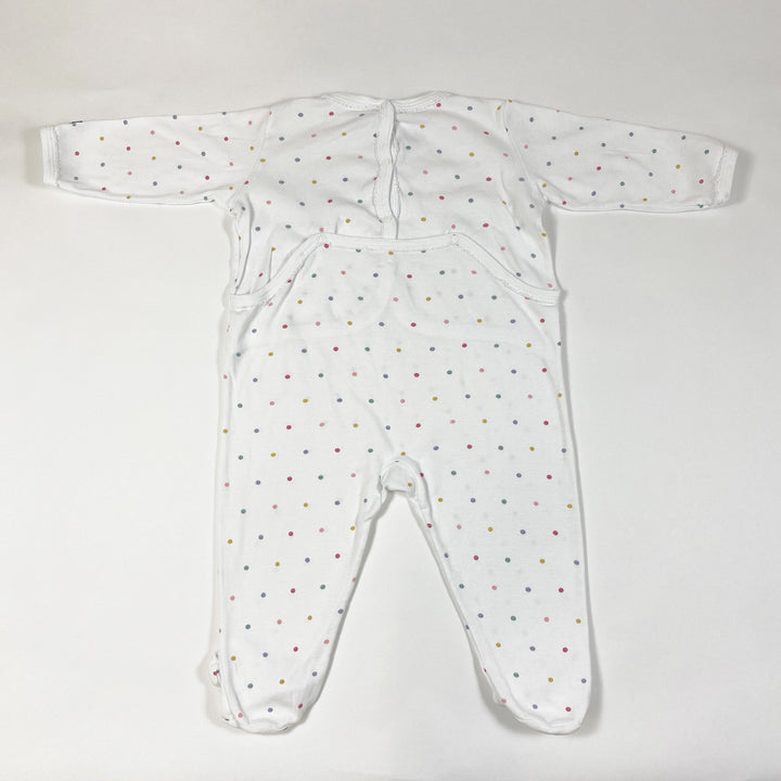 Petit Bateau white long-sleeved pyjamas with feet and colourful polka dots 12M/74