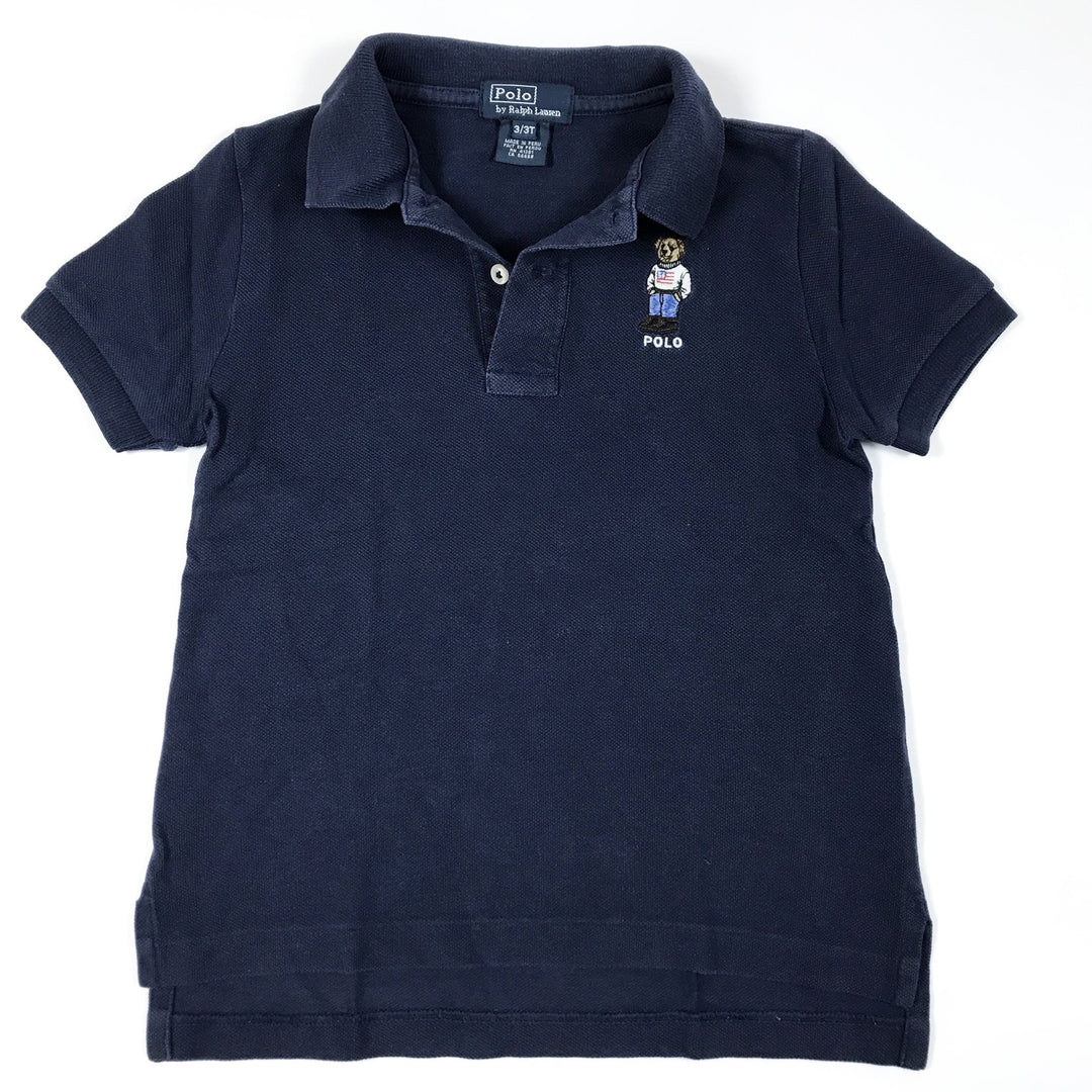 Ralph Lauren navy short-sleeved teddy polo shirt 3Y