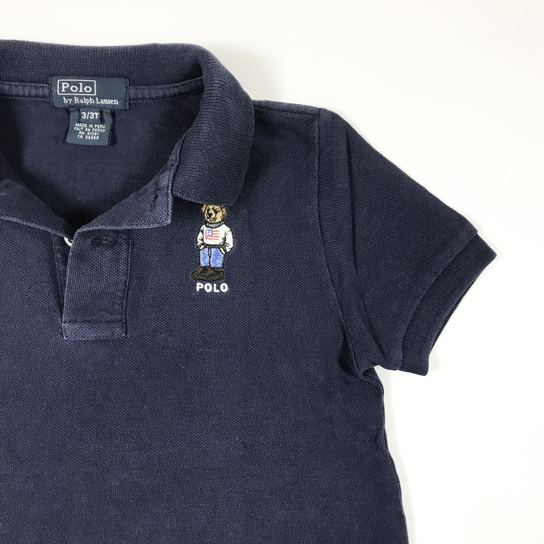 Ralph Lauren navy short-sleeved teddy polo shirt 3Y