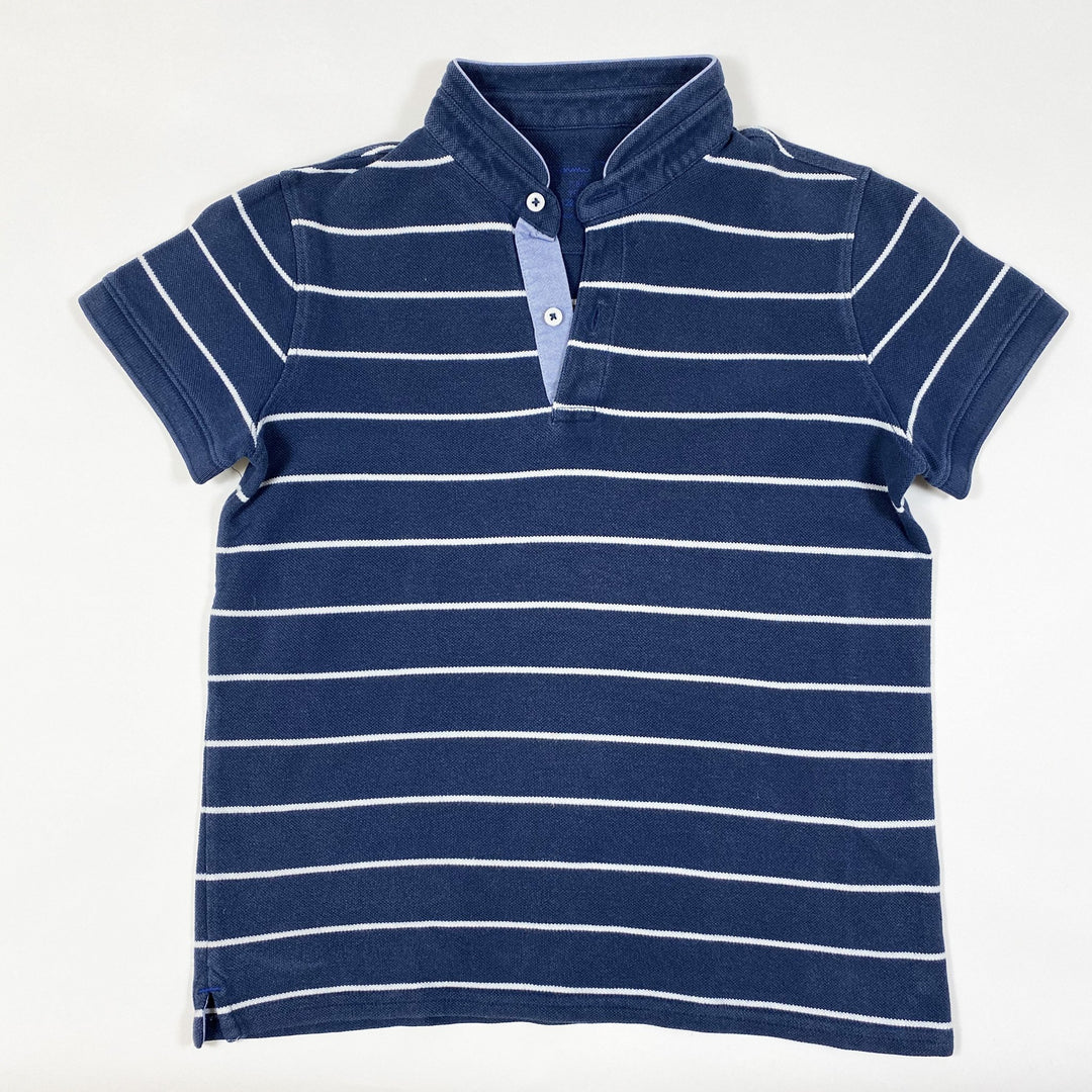 Massimo Dutti blau gestreiftes Kurzarm-Poloshirt mit Stehkragen 7-8Y/128-134