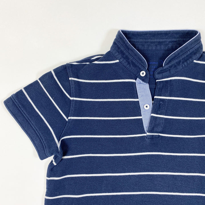 Massimo Dutti blau gestreiftes Kurzarm-Poloshirt mit Stehkragen 7-8Y/128-134