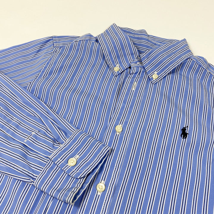 Ralph Lauren blue striped long-sleeved button down shirt 5Y