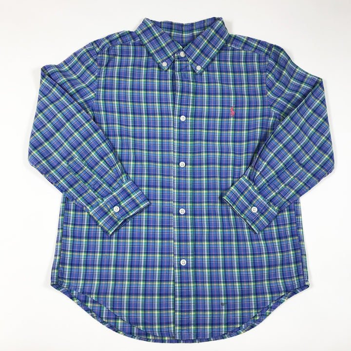 Ralph Lauren blue checked long-sleeved button down shirt 5Y