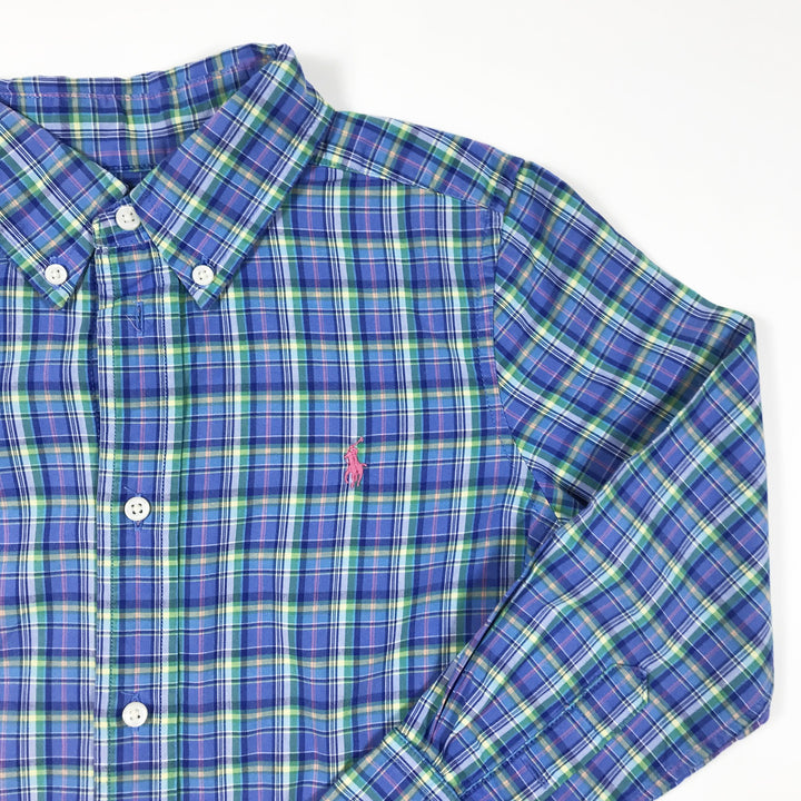 Ralph Lauren blue checked long-sleeved button down shirt 5Y