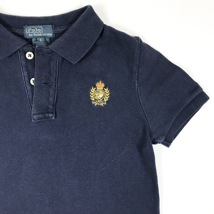 Ralph Lauren navy short-sleeved crest polo shirt 5Y