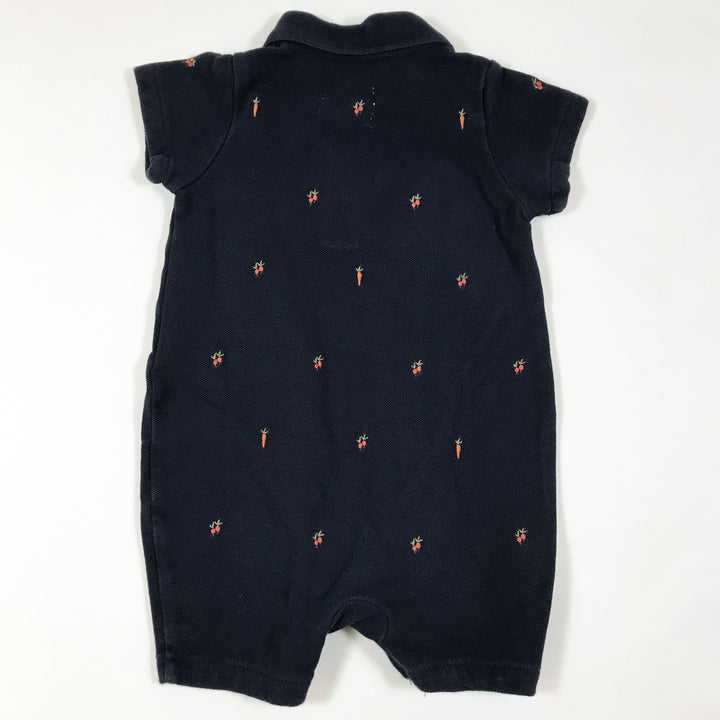 Gap Beatrix Potter navy polo one-piece shortall with vegetable embroidery 6-12M