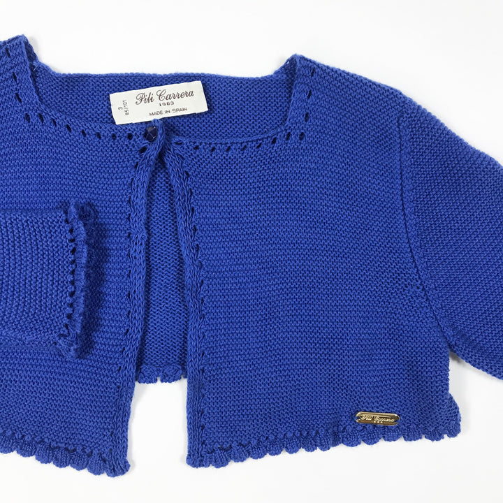 Pili Carrera Kleiner blauer Bolero aus Strick 3Y/95-101