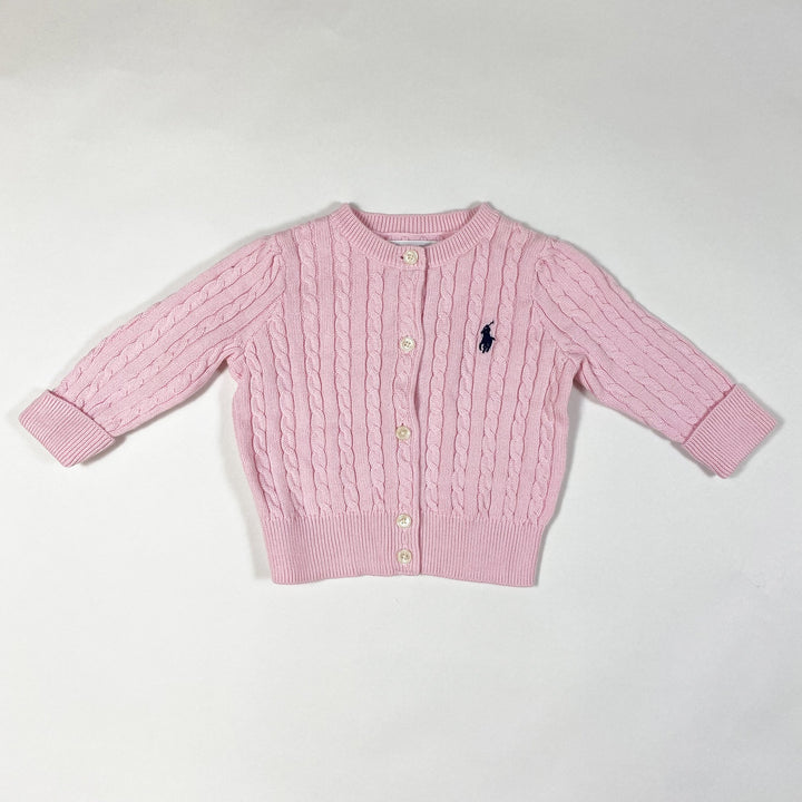 Ralph Lauren hellrosa Strickjacke mit Zopfmuster 6M