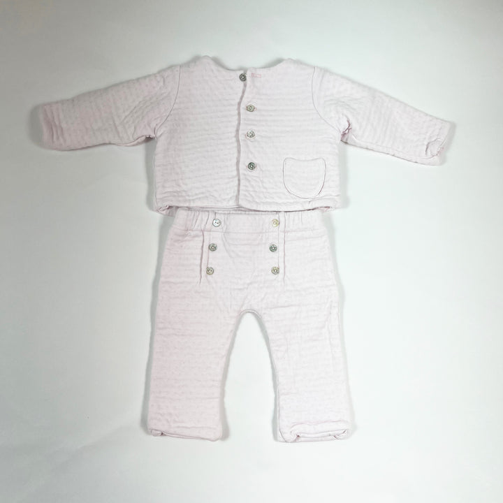 Tartine et Chocolat rosa gesteppte Strickjacke und Hosen-Set 1M