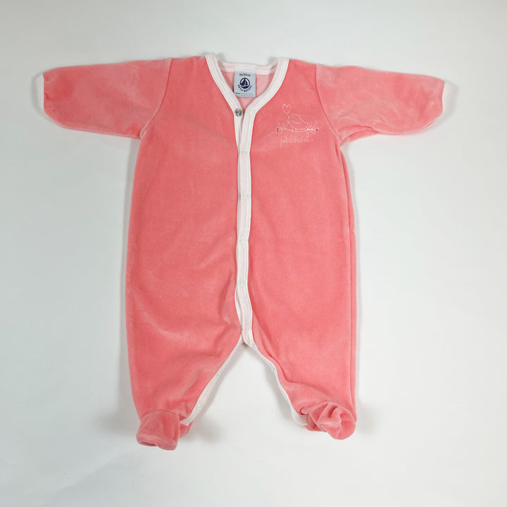 Petit Bateau rosa Vogel Samtpyjama 1M/54