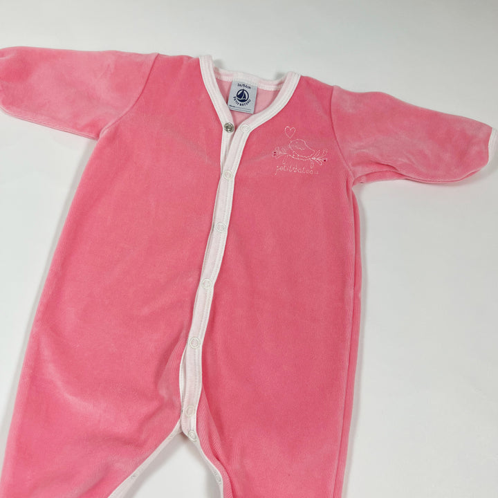 Petit Bateau pink bird velvet pyjama 1M/54