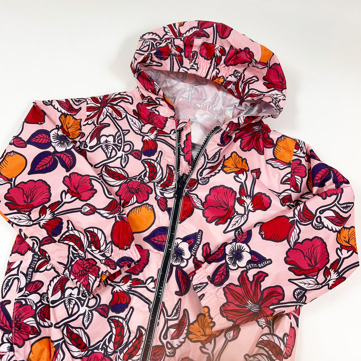 Petit Bateau rosa geblümte dünne Regenjacke mit Kapuze 4Y/104