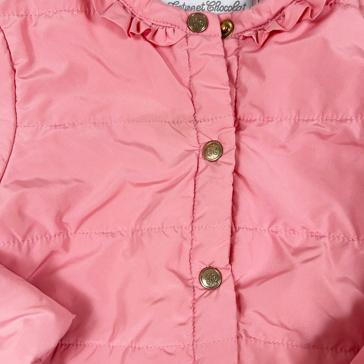 Tartine et Chocolat pink spring ligthly padded jacket with fringed collar 2A